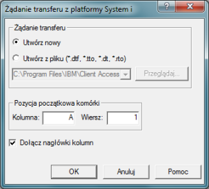 Transfer danych - żądanie transferu z platformy System i
